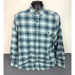 Wolverine Men's Plaid Button Front Flannel Shirt Blue Size Large Cottagecore